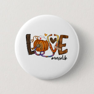 Badge Rond 5 Cm Love Nurse Life Citrouille Leopard Automne Hallowe