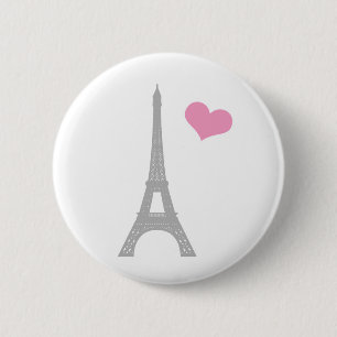 Badge Rond 5 Cm Love Paris Button Pin