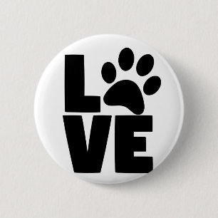 Badge Rond 5 Cm Love Paw (Choisir la couleur arrière - plan) Perso
