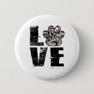 Badge Rond 5 Cm Love Paw Tattoo Amoureux des chiens _1