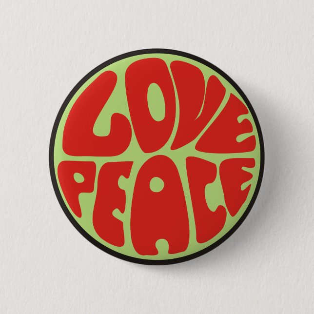 Badge Rond 5 Cm Love peace Hippie (Devant)
