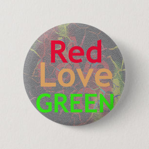 BADGE ROND 5 CM LOVE RED GOLDEN VERT