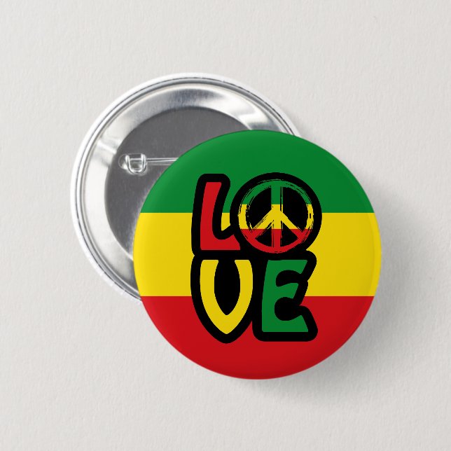 Badge Rond 5 Cm Love Reggae (Devant & derrière)