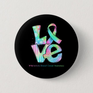 Badge Rond 5 Cm LOVE Ribbon Metastatic Sensibilisation au cancer d