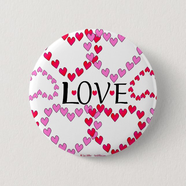 Badge Rond 5 Cm LOVE ROUGE ROSE DE Tiny Hearts (Devant)