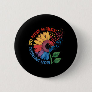 Badge Rond 5 Cm Love Sensibilisation sur l'autisme Sunflower Puzzl