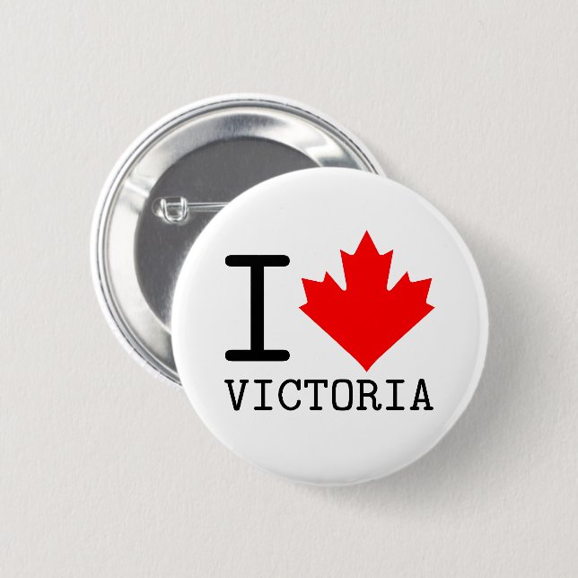 Badge Rond 5 Cm Love Victoria, Colombie-Britannique Canada Feuille (Devant & derrière)