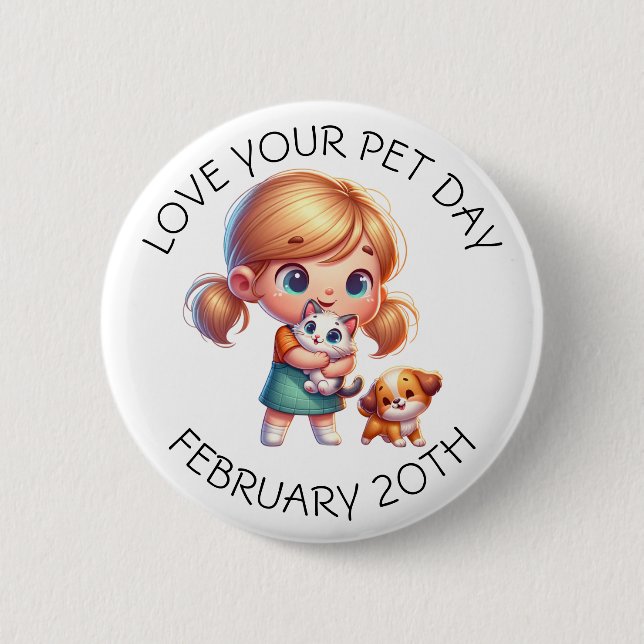 Badge Rond 5 Cm Love Your Pet Day - 20 février (Devant)