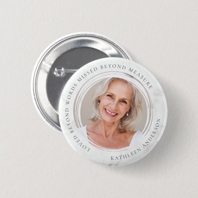 Badge Rond 5 Cm Loved Beyond Words Missed Beyond Measure Photo (Devant & derrière)