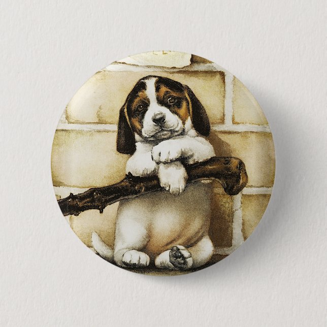 Badge Rond 5 Cm Lovely Puppy (Devant)