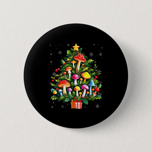 Badge Rond 5 Cm Lover Xmas Mushroom Christmas Tree  (Devant)