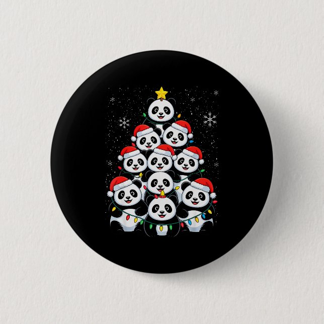 Badge Rond 5 Cm Lover Xmas Panda Christmas Tree  (Devant)