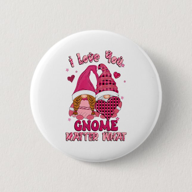 Badge Rond 5 Cm Loving You Gnome What Buffalo Plaid Valenti  (Devant)