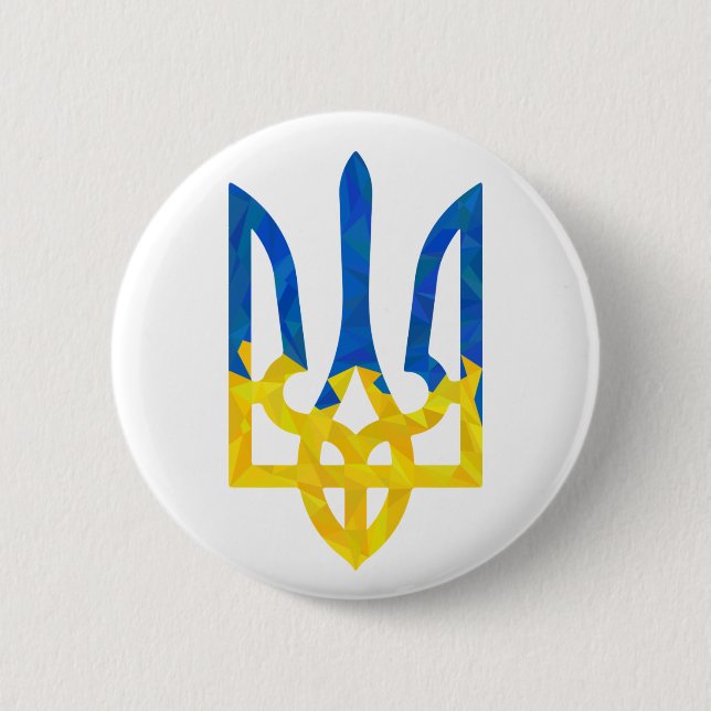 Badge Rond 5 Cm Low polygonal Ukrainian trident (Devant)
