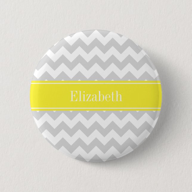 Badge Rond 5 Cm Lt Gray Wht Chevron Yellow Monogram (Devant)