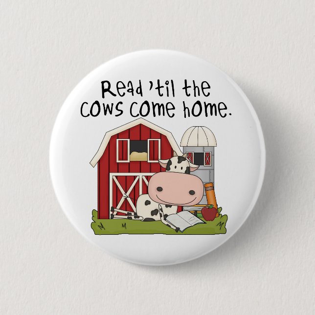 Badge Rond 5 Cm Lu 'jusqu'aux vaches venez à la maison (Devant)