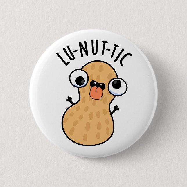 Badge Rond 5 Cm Lu-nut-ic Blagues de cacahuète drôles  (Devant)
