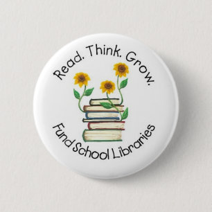 Badge Rond 5 Cm Lu pensez élèvent - les bibliothèques d'école 