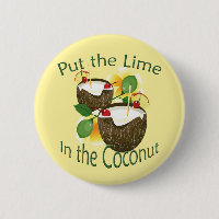 Luau Tropical Party Funny Coconut Drink Button