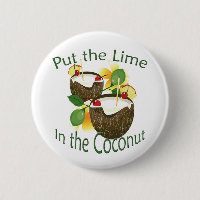 Luau Tropical Party Funny Coconut Drink Button