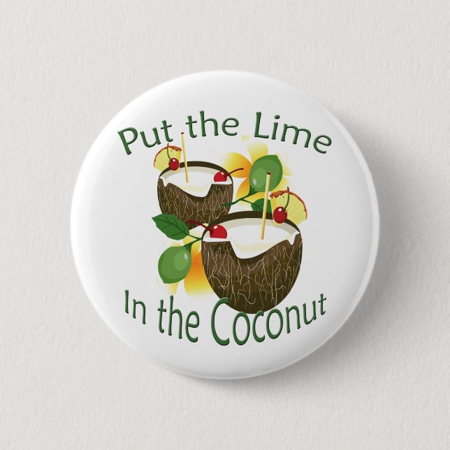 Badge Rond 5 Cm Luau Tropical Party Funny Coconut Drink Button 2 (Devant)