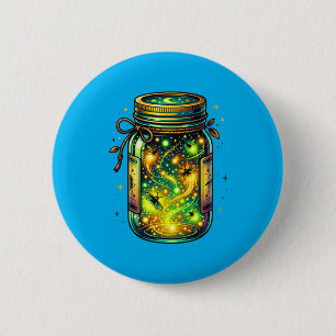 Badge Rond 5 Cm Lucioles Insectes Dans Un Pot Lucioles Éclairs Ins