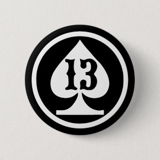 BADGE ROND 5 CM LUCKY 13 SPADE
