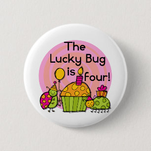 Badge Rond 5 Cm Lucky Bug Cupcake 4th Birthday T-shirts et cadeaux