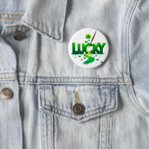 Badge Rond 5 Cm Lucky Clover Design pour la St. Patrick's Day