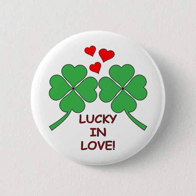 Badge Rond 5 Cm Lucky In Love Hearts Clover (Devant)