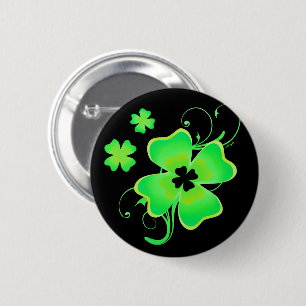 Badge Rond 5 Cm Lucky Irish Four Leaf Clover Button
