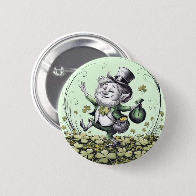 Badge Rond 5 Cm Lucky Irish Leprechaun (Devant & derrière)