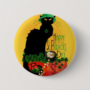 Badge Rond 5 Cm Lucky Le Conversation Noir Saint Patrick's Day