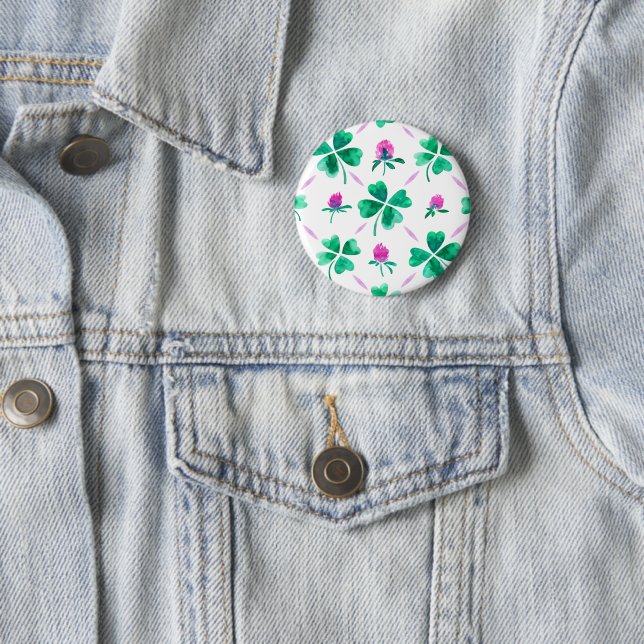Badge Rond 5 Cm Lucky shamrock (En situation)