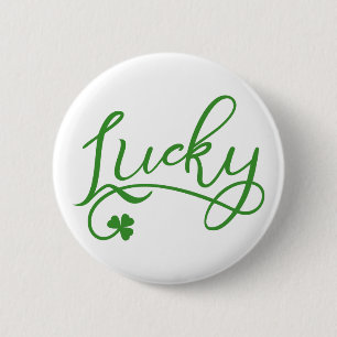 Badge Rond 5 Cm Lucky Shamrock Jour de la Saint Patrick