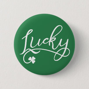 Badge Rond 5 Cm Lucky Shamrock Jour de la Saint Patrick