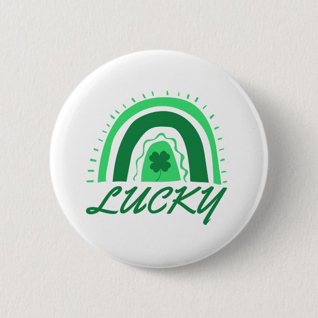 Badge Rond 5 Cm Lucky Shamrock Rainbow (Devant)