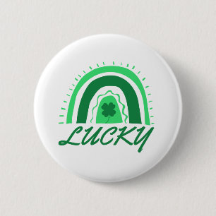 Badge Rond 5 Cm Lucky Shamrock Rainbow