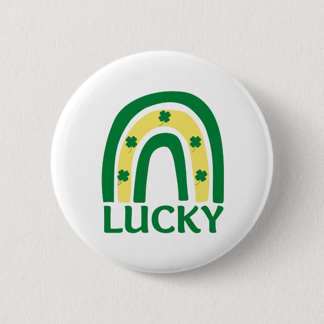 Badge Rond 5 Cm Lucky Shamrock Rainbow St patrick (Devant)