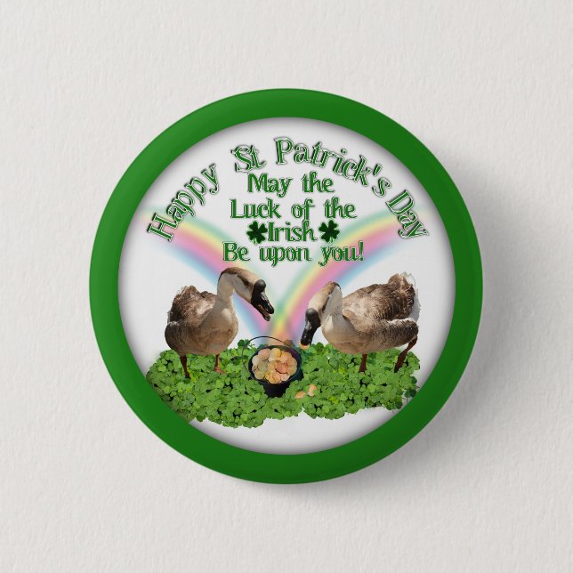 Badge Rond 5 Cm Lucky St. Patrick's Day Geese (Devant)