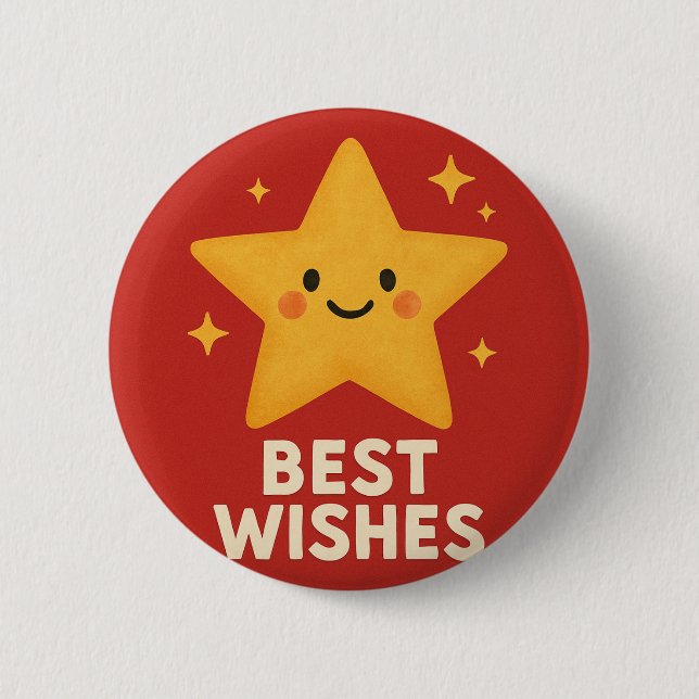 Badge Rond 5 Cm Lucky Star - Meilleurs voeux (Devant)