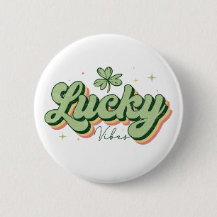 Badge Rond 5 Cm Lucky Vibes St. Patrick's Day Button