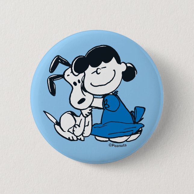 Badge Rond 5 Cm Lucy Hugging Snoopy (Devant)