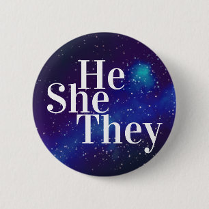 Badge Rond 5 Cm Lui/Eux/Eux Galaxy Pronoun personnalisable