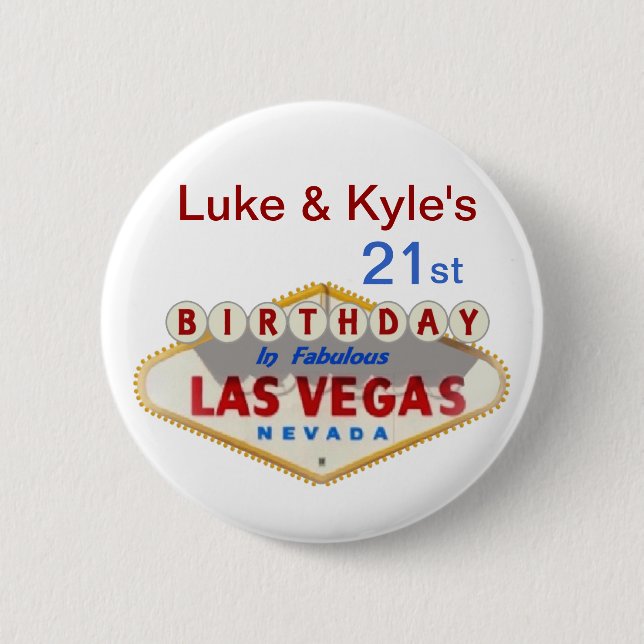 Badge Rond 5 Cm Luke & Kyle's 21st Las Vegas Birthday Button (Devant)