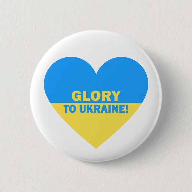 Badge Rond 5 Cm L'Ukraine Drapeau Une Gloire De Coeur À L'Ukraine (Devant)
