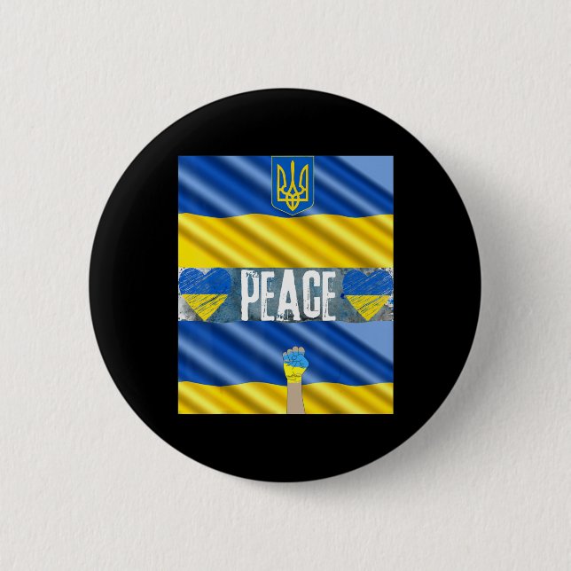 Badge Rond 5 Cm L'Ukraine pour la paix se lève pour l'Ukraine Stop (Devant)