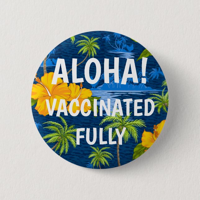 Badge Rond 5 Cm Lumahai Beach cachée Hawaii Aloha Vacciné (Devant)