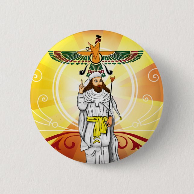 Badge Rond 5 Cm Lumière d'Ahura Mazda (Devant)