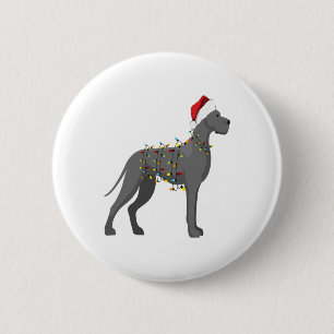 Badge Rond 5 Cm Lumière de Noël Great Dane